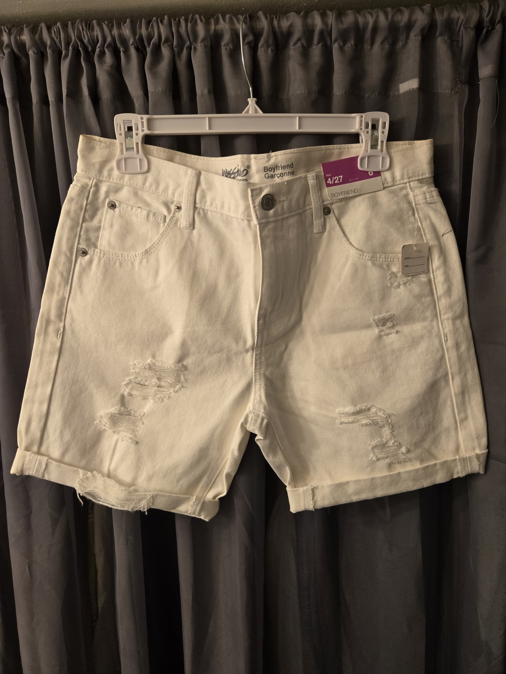2 Items Boyfriend Relaxed White Denim Shorts And Black Curvy Jeans